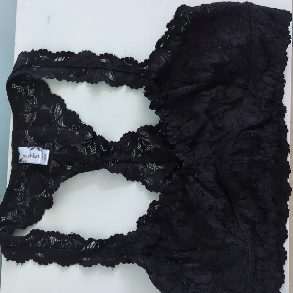 Wishlist Black Lace Bralette Unpadded Sz L NWOT